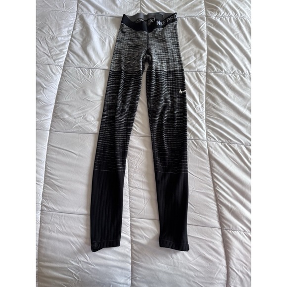 Nike Pants - Nike Pro Dri Fit Leggings Tight Fit High Rise Black Gray 27" Size XS Soft EUC